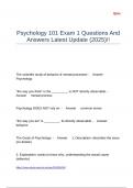 Psychology 101 Exam 1 Questions And Answers Latest Update (2025)!!