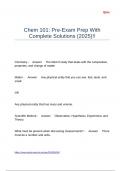 Chem 101 Pre-Exam Prep With Complete Solutions (2025)!!