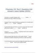 Chemistry 101 Test 1 Questions And Answers Latest Update (2025)!!