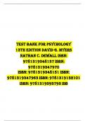 TEST BANK FOR PSYCHOLOGY 13TH EDITION DAVID G. MYERS NATHAN C. DEWALL ISBN: 9781319348137 ISBN: 9781319347970