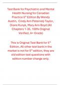 Test Bank for Psychiatric and Mental Health Nursing for Canadian Practice 5e Wendy Austin,  Cindy Ann Peternelj-Taylor, Diane Kunyk, Mary Ann Boyd (All Chapters 100% Original Verified, A+ Grade)