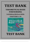 TEST BANK FOR THEORETICAL BASIS FOR NURSING 3RD EDITION MCEWEN WILLS Theoretical Basis for Nursing, Third Edition 3rd Edition by Melanie McEwen||ISBN 9781605473239||Complete Guide A+