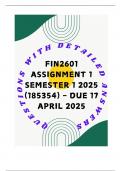 FIN2601 Assignment 1 Semester 1 2025 (185354) - DUE 17 April 2025