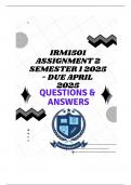 IRM1501 Assignment 2 Semester 1 2025 - DUE April 2025