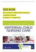 TEST BANK Davis Advantage for Maternal Child Nursing Care 3rd Ed by Meredith Scannell; 9781719640985