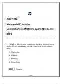 ACCT 212 (Managerial Principles) Midterms Exam (Qns & Ans) 2025