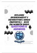 SCL1501 Assignment 1 Semester 1 2025 (807873 ) - DUE 28 March 2025