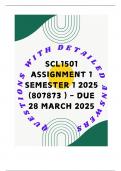 SCL1501 Assignment 1 Semester 1 2025 (807873 ) - DUE 28 March 2025