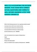 WGU C213 ACCOUNTING FOR DECISION MAKERS  PVAC EXAM WITH CORRECT ACTUAL QUESTIONS AND CORRECTLY WELL DEFINED ANSWERS LATEST 2025  ALREADY GRADED A+     