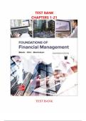 TEST BANK for Foundations of Financial Management 18th Edition By Stanley Block; Geoffrey Hirt; Bartley Danielsen| Chapter's 1 - 21 A+ GUIDE