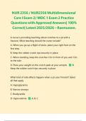 NUR 2356 / NUR2356 Multidimensional Care I Exam 2/ MDC 1 Exam 2 Practice Questions with Approved Answers| 100% Correct| Latest 2025/2026 – Rasmussen.