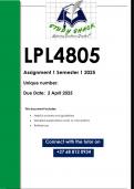 LPL4805 Assignment 1 (QUALITY ANSWERS) Semester 1 2025