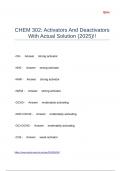 CHEM 302 Activators And Deactivators With Actual Solution (2025)!!