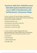 Final Exam: NUR 2392 / NUR2392 (Latest 2025/2026 Update) Multidimensional Care II / MDC 2 Final |Questions with Verified Answers -Rasmussen College.