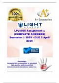 LPL4805 Assignment 1 (COMPLETE ANSWERS) Semester 1 2025 - DUE 2 April 2025; 100% TRUSTED Complete, trusted solutions and explanations