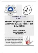 LPL4805 Assignment 1 (COMPLETE ANSWERS) Semester 1 2025 - DUE 2 April 2025; 100% TRUSTED Complete, trusted solutions and explanations.