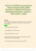 NUR 283 / NUR283 Comprehensive Exam V2 (Latest 2025 / 2026) Transition to Registered Nursing | Questions & Answers | Grade A | 100% Correct - Galen