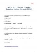 SOCY 101 - Fisk Test 1 Review Questions Verified Answers (2025)!!