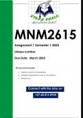 MNM2615 Assignment 1 (QUALITY ANSWERS) Semester 1 2025