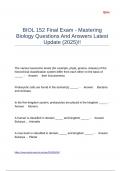 BIOL 152 Final Exam - Mastering Biology Questions And Answers Latest Update (2025)!!