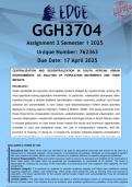 GGH3704 Assignment 2 (ANSWERS) Semester 1 2025 - DISTINCTION GUARANTEED