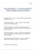 Biol 152 Midterm 1 + Final Archibald Ku With Complete Solutions (2025)!!