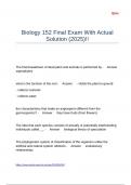 Biology 152 Final Exam With Actual Solution (2025)!!