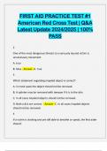 FIRST AID PRACTICE TEST #1 American Red Cross Test | Q&A Latest Update 2024/2025 | 100% PASS