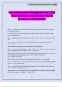 Hospitality Revenue Management final Exam review Questions And Answers| Already Graded A+| Latest Update.