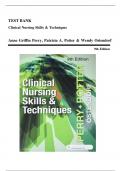 Test Bank - Clinical Nursing Skills and Techniques 9th Edition by Perry