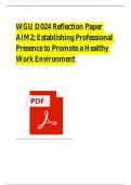 WGU D024 Reflection Paper AIM2; Establishing Professional Presence to Promote a Healthy Work Environment 2025 Update with complete solution