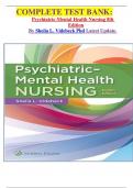 COMPLETE TEST BANK: Psychiatric-Mental Health Nursing 8th Edition By Sheila L. Videbeck Phd Latest Update.