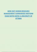 ADM 2337 HUMAN RESOURCE  MANAGEMENT SUMMARISED MIDTERM  EXAM NOTES RATED A UNIVERSITY OF  OTTAWA