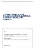 FLORIDA VIRTUAL SCHOOL BIOLOGY EOC REVIEW QUESTIONS & ANSWERS RATED 100% CORRECT!! 