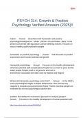 PSYCH 314 Growth & Positive Psychology Verified Answers (2025)!!