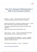 Psyc 314- Research Methods Exam 1 With Correct Answers (2025)!!