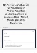 Nr599: Final Exam Study Set / 20 Accurate Expert Verified Actual Test Questions & Answers for Guaranteed Pass | Newest Update, 2025-2026 (Chamberlain) 