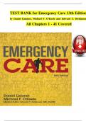 TEST BANK for Emergency Care 13th Edition by Daniel Limmer, Michael F. O'Keefe, All Chapters 1 - 41, Complete Verified Latest Version