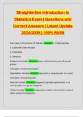 Straighterline Introduction to Statistics Exam | Questions and Correct Answers | Latest Update 2024/2025 | 100% PASS