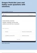 Oregon Pesticide Laws and Safety exam questions with solutions.  Practice questions for this set   Terms in this set (91)  Pesticides	Include herbicides, insecticides, fungicides, rodenticides, and many other substances used to kill, harm, or repel pests.