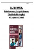  Solution manual  for Professional nursing Concepts & Challenges  10th edition by Beth Perry Black  All Chapters 1-16 Covered