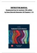 Instructor manual for  Employment law for business 10th edition  by Dawn Bennett Alexander All Chapters 1-16 