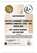 CMY3702 Assignment 1 (COMPLETE ANSWERS) Semester 1 2025 - DUE March 2025; 100% correct solutions and explanations. 