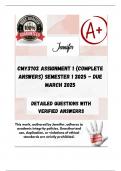 CMY3702 Assignment 1 (COMPLETE ANSWERS) Semester 1 2025 - DUE March 2025; 100% correct solutions and explanations. 