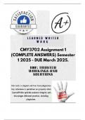 CMY3702 Assignment 1 (COMPLETE ANSWERS) Semester 1 2025 - DUE March 2025; 100% TRUSTED Complete, trusted solutions and explanations