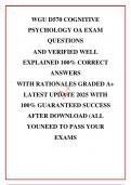 WGU D570 COGNITIVE PSYCHOLOGY OA EXAM QUESTIONS AND VERIFIED WELL EXPLAINED 100% CORRECT ANSWERS WITH RATIONALES GRADED A+ LATEST UPDATE 2025 WITH 100% GUARANTEED SUCCESS AFTER DOWNLOAD (ALL YOUNEED TO PASS YOUR EXAMS