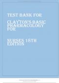 TEST BANK FOR CLAYTON’S BASIC PHARMACOLOGY  FOR NURSES 18TH  EDITION