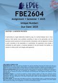 FBE2604 Assignment 1 (ANSWERS) Semester 1 2025 - DISTINCTION GUARANTEED