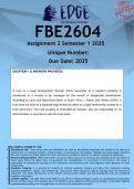  FBE2604 Assignment 2 (ANSWERS) Semester 1 2025 - DISTINCTION GUARANTEED