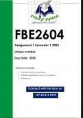 FBE2604 Assignment 1 (QUALITY ANSWERS) Semester 1 2025